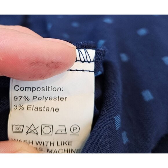 PRETTY GARDEN Womens Swiss Dot Navy One Shoulder Tiered Ruffle Midi Dress Size M - Picture 11 of 12